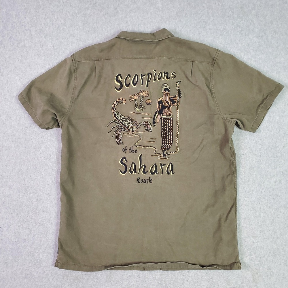 Roark Shirt Mens XL Green Scorpions Of The Sahara Embroidered Button‎ Up RW528